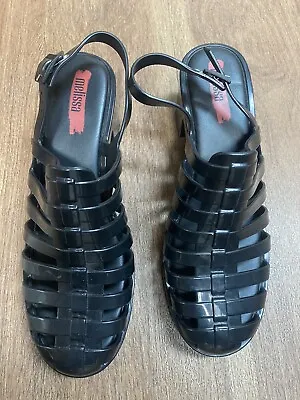 Melissa Possession Slingback Sandals Black Gummy Jelly Shoes - Pre-owned • $50