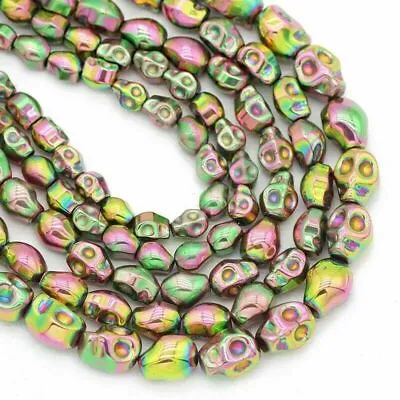 Hematite Stone Beads For Jewellery Making Rainbow Skull Halloween 20psc 4x6mm • £3.32