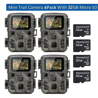 1/4 Pack Mini Trail Camera 24MP 1080P Game Hunting Motion Activated Night Vision • $120.79