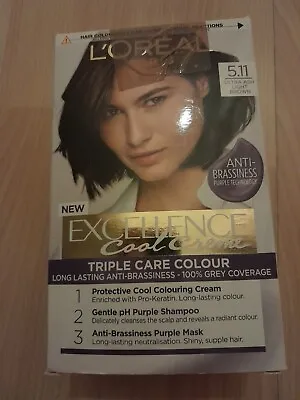 L'Oreal Paris Excellence Cool Creme Permanent Hair Colour 5.11 Ultra Ash Brown 2 • £10.99