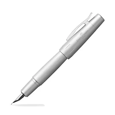 Faber-Castell E-Motion Fountain Pen In Pure Silver - Broad Point NEW 148673 • $195