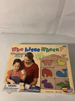 Who Lives Where? Kids Matching Memory Game Wood Case - Cadaco 2004 New Sealed • $90