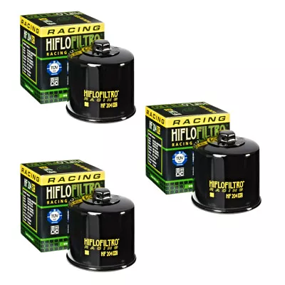 Hiflofiltro 3 Pack Oil Filter HF204RC Black Honda Kawasaki Suzuki Triumph Yamaha • $32.95