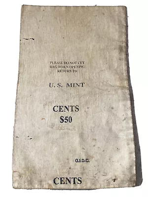 Canvas US MINT CENTS  $50 Bank Deposit Bag 18” X 10.5  Cash Safe Prop BB6 • $9