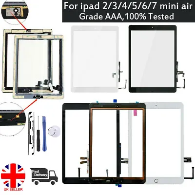 For IPad 4/5/6/7/8/9 Air 1 2 Front Glass Digitizer Touch Screen Replacement OEM • £12.99
