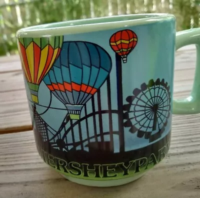 Vintage Hershey Park Small Mug Hot Air Balloons Blue-green Pretty • $12