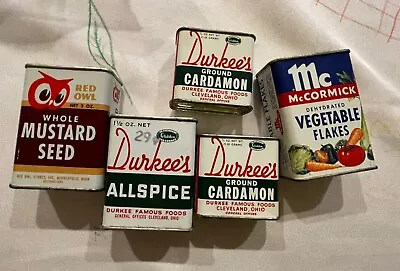 Vintage  Lot 4 Kitchen Spice Cans Mccormick - Red Owl- Durkees- Empty Cans • $30