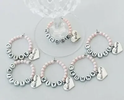 £1.99 • Buy Personalised Hen Party Wedding Day Wine Glass Charm Table Place Setting Decor