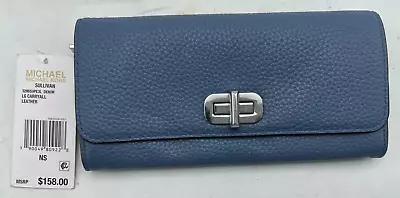Michael Kors Sullivan Denim Large Carryall Leather Wallet 32H6SUPE3L NEW W TAG • $79.99