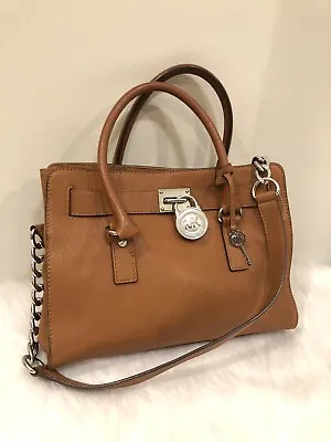 Michael Kors  Leather Tan/Luggage Hamilton Cross Grain Snap Shoulder Bag Satchel • $69.99