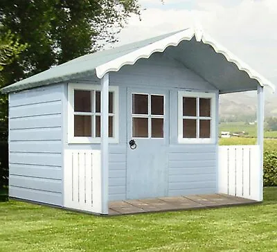 6x6 CHILDRENS WOODEN PLAYHOUSE  VERANDA STORK KIDS GARDEN WENDY HOUSE WOOD SHED • £429.94