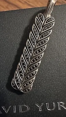 David Yurman Chevron Ingot Tag Sterling Silver With Black Diamonds 46mm • $500