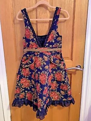 Beautiful Axes Femme Floral Tapestry Pinafore Dress One Size UK 8-12 • £22