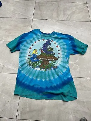 Alice In Wonderland Shirt Liquid Blue Hookah Mushroom Tie- Dye Size XL 2003 Fox • $75