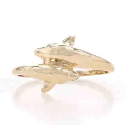 Kabana Playful Dolphin Duo Bypass Ring - Yellow Gold 14k Aquatic Life • $199.99