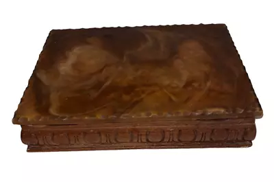 Vtg 70s Dante Carpenter's Bench Mahogany Incolay Carved Wood Trinket Jewelry Box • $35