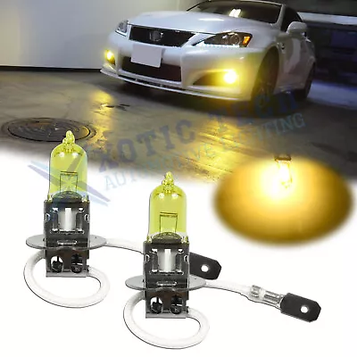 2x NEW H3 High Power 3000K Yellow 55W Halogen Fog Light Lamps Driving Bulb DRL • $10.97