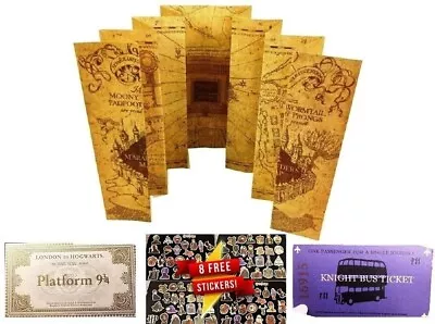 Harry Potter Marauder's Map + Knight Bus & Hogwarts Tickets And 8 FREE Stickers! • £9.99