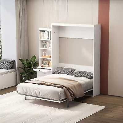 Full Size Vertical Murphy Wall Hidden Bed With Shelf Drawers And Gas Struts • $1448.79