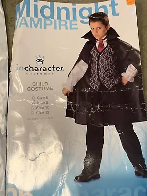 Incharacter Midnight Vampire Cape Vest Costume Kids Size 8 • $18