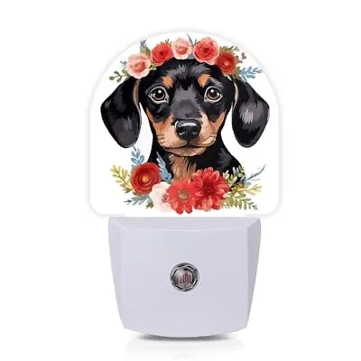 Cute Dachshund Flowers Night Lights Plug Into Wall For Girls Boys RoomNight L... • $22.38