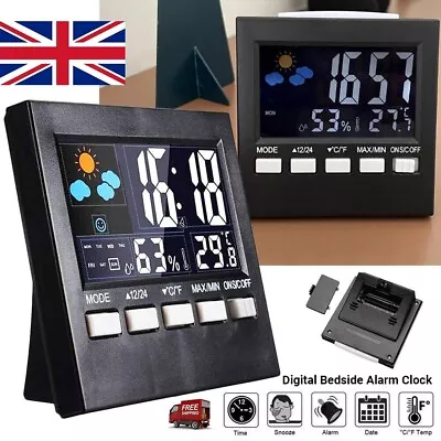 Bedside Digital Clock LED Display Desk Table Time Temperature Alarm Modern Decor • £6.99