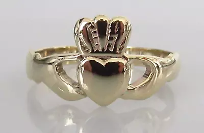 Gold Claddagh Ring - Vintage 9ct Yellow Gold Claddagh Ring Size Z • $466.26