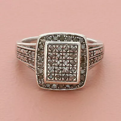 Zales Sterling Silver Micro Pave Diamond Accent Engagement Ring Size 6.75 • $80