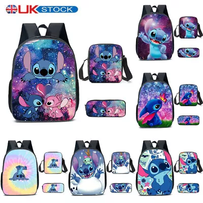 Boys Girls School Bag Lilo And Stitch Backpack Kids Travel Rucksack Lunch Bag UK • £19.47