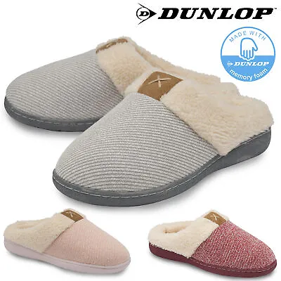 £12.99 • Buy Dunlop Ladies Womens Slippers Slip On Comfy Cozy Mules Memory Foam Sizes 3-8