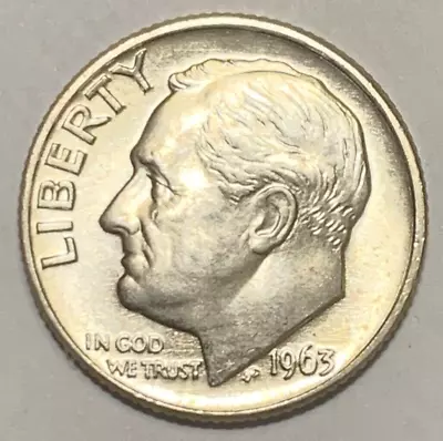 1963 D Roosevelt Dime BU ~ 90% Silver ~ Uncirculated U.S. Coin From Roll ~ D3016 • $4.95