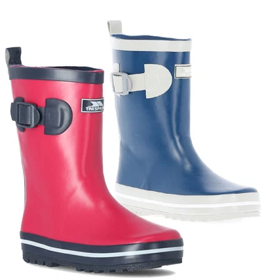 Trespass Boys Girls March Welly Rubber Rain Waterproof Wellington Boots • £14.43