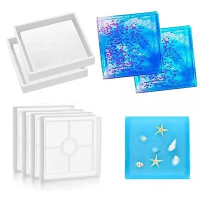 £3.49 • Buy 1-4PCS Square Coaster Resin Casting Mold Epoxy Dish Mould Jewellery Making DIY