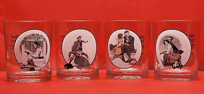 Vintage Norman Rockwell Saturday Evening Post Set Of 4 Whiskey Glasses • $24.88