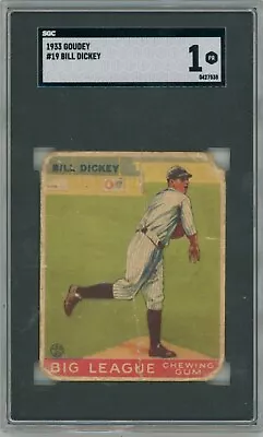 1933 Goudey #19 Bill Dickey New York Yankees SGC 1 • $129.99