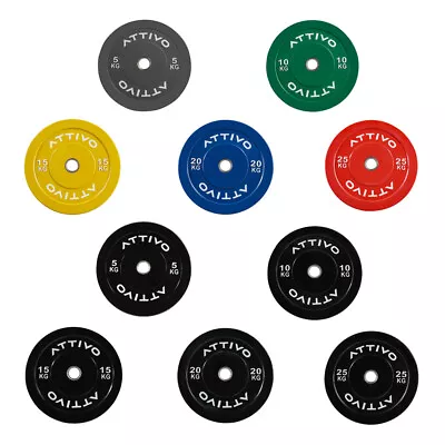 ATTIVO Olympic Rubber Bumper Weight Plates Colour Black Gym Lifting Weight Plate • $99.95