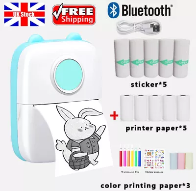 Mini Pocket Thermal Printer Mobile Phone Photos Label Printing-Machine Bluetooth • £18.56