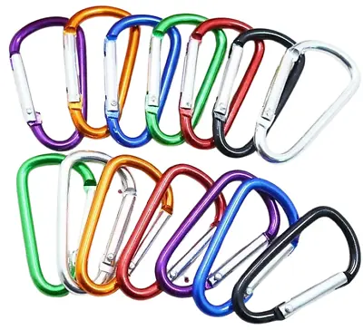 5 Mini Spring Clip Carabiner D-Ring Hooks Perfect For Hiking And Camping • £2.59