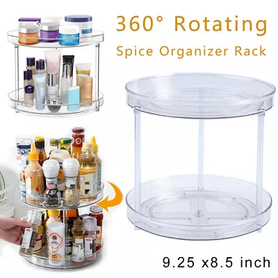 Lazy Susan Organizer 2 Tier Spice Rack Turntable360° Rotating Storage Holder • $16.99