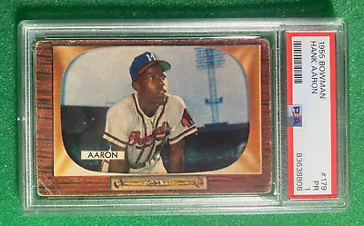 1955 Bowman Baseball #179 Hank Aaron  Atlanta Braves  HOF PSA 1 • $127