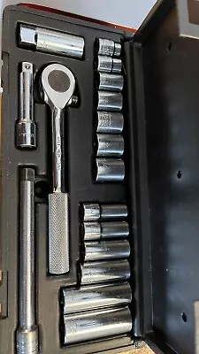 Vtg S-K Tools 3/8  Drive Socket Set W/Box Frankenstein Ratchet Excellent • $59.99