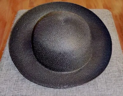 Vintage Betmar New York Black Straw Church Derby Hat Church Classic Mint Cond.  • $17.99