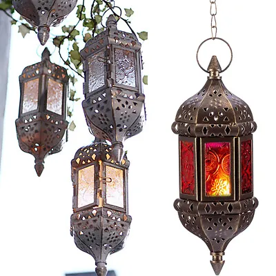 Moroccan Lantern Tea Light Lamp Candle Holder Hanging Home Garden Wedding Decor • £14.29