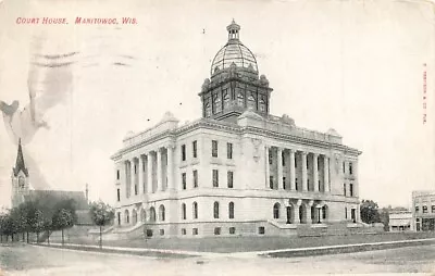 C1910 County Court House Manitowoc Wisconsin WI P552 • $5.59