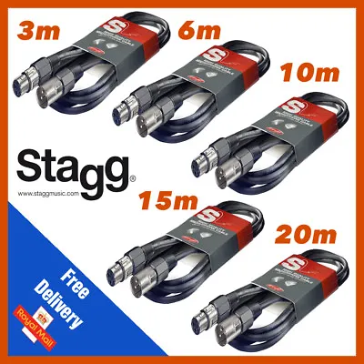 Stagg Microphone Mic Cable SMC 1 3 6 10 15 20 Meter XLR Male To XLR Female  • £6.50