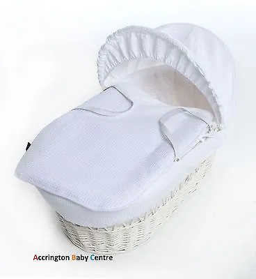 £27.99 • Buy New Waffle Moses Basket Covers 4 Piece Bedding Set Inc Quilt,Skirt,Hood & Sheet 