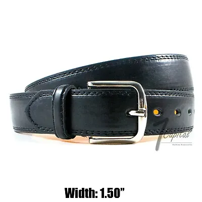 Men's Genuine Leather Metal Buckle Casual Dress Comfort Jean Belt Black M L XL • $7.99