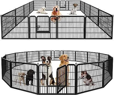 16 Panels Dog Pen Pet Playpen Kennel Fence Puppy Exercise Barrier Outdoor Indoor • $111.58