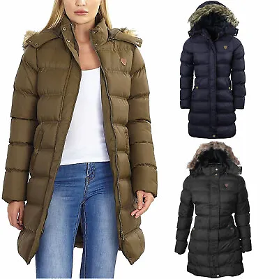£24.99 • Buy New Womens Brave Soul Hoplong Bubble Padded Hooded Long Winter Parka Jacket Coat