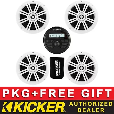 Kicker Kmc2 Digital Media Receiver Marine Audio Package+6.5 Speakers 2 Pairs • $377.98
